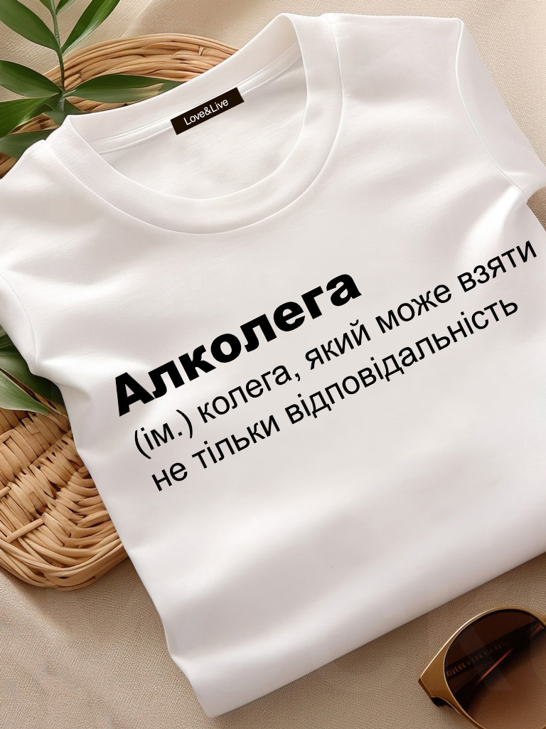 Акція на Футболка бавовняна довга жіноча Алколлега LLP04564 L Біла від Rozetka