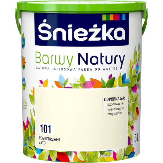 

Матовая латексная краска для интерьеров Sniezka Barwy Natury 101Т Желтый СЕРЕБРИСТАЯ РОЖЬ 5л