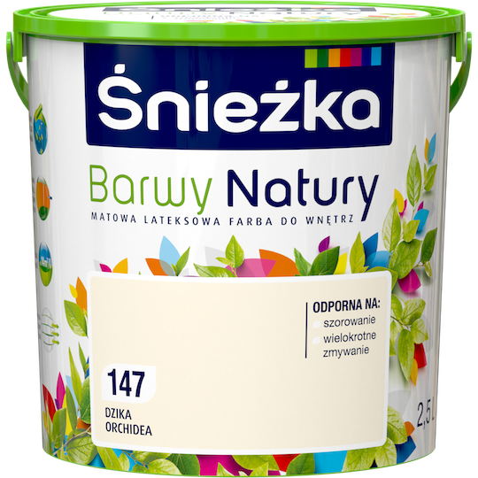 

Матовая латексная краска для интерьеров Sniezka Barwy Natury 147Т Ванильный ДИКАЯ ОРХИДЕЯ 2.5л