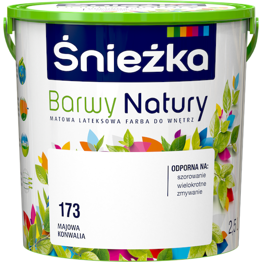 

Матовая латексная краска для интерьеров Sniezka Barwy Natury 173Т Белое серебро МАЙСКИЙ ЛАНДЫШ 2.5л