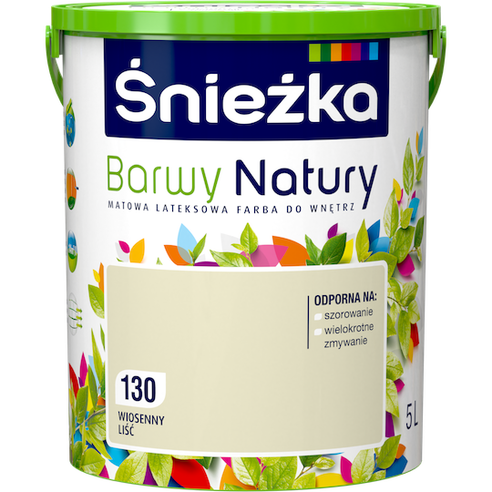 

Матовая латексная краска для интерьеров Sniezka Barwy Natury 130Т Салатовый ВЕСЕННИЙ ЛИСТ 5л