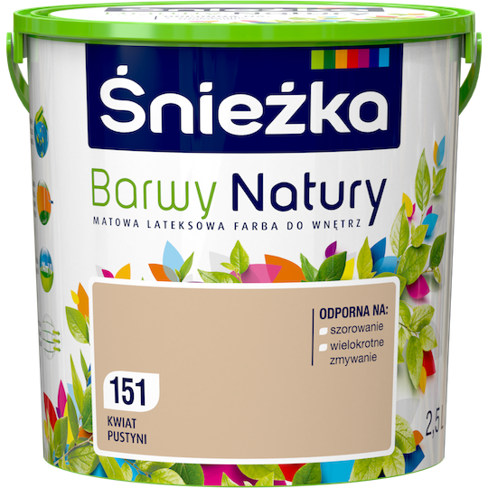 

Матовая латексная краска для интерьеров Sniezka Barwy Natury 151Т Песочный ЦВЕТОК ПУСТЫНИ 2.5л