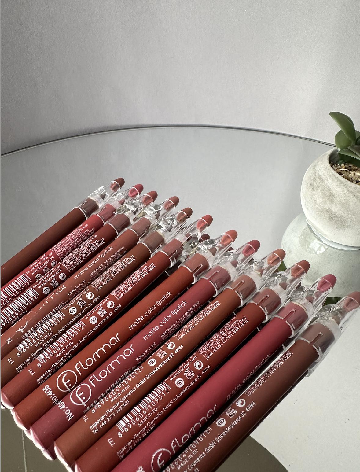 Набор нюдовых карандашей для губ Flormar с точилкой Waterproof lipstick ...