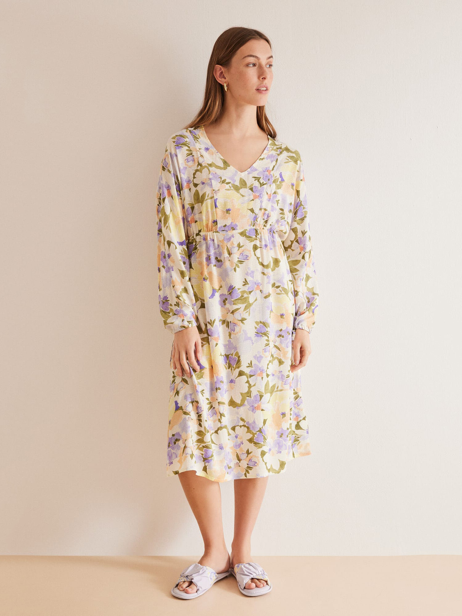 Акція на Сукня міді вільного крою жіноча літня Women'Secret Df Flower Dress Fr 4367473 L Різнокольорова від Rozetka