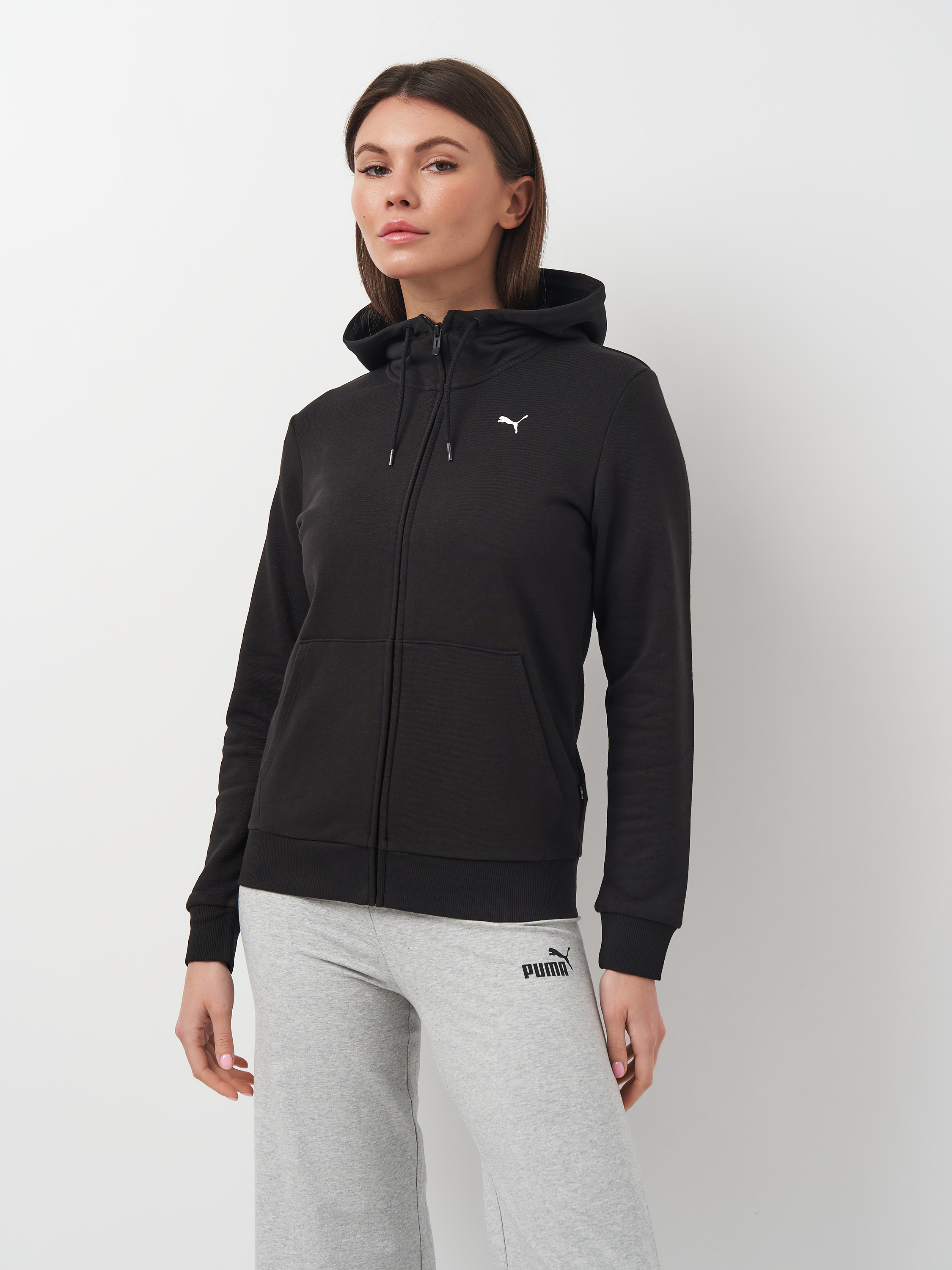 Акція на Толстовка на блискавці з капюшоном жіноча Puma Ess Full-Zip Hoodie 58681351 L Black-CAT від Rozetka