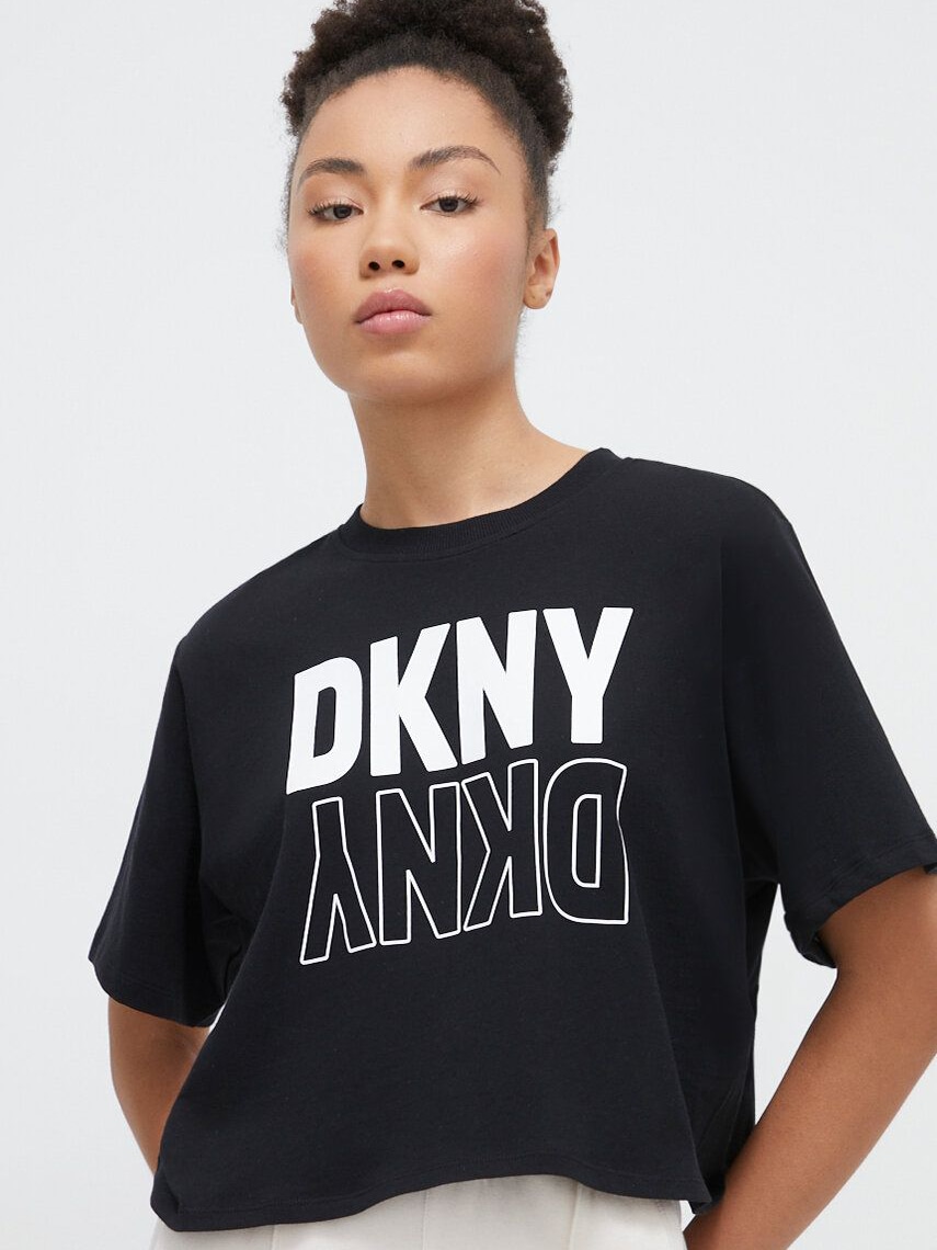Акция на Футболка коротка жіноча DKNY Reflect Logo Boxy Cr DP2T8559-BLK S Чорна от Rozetka