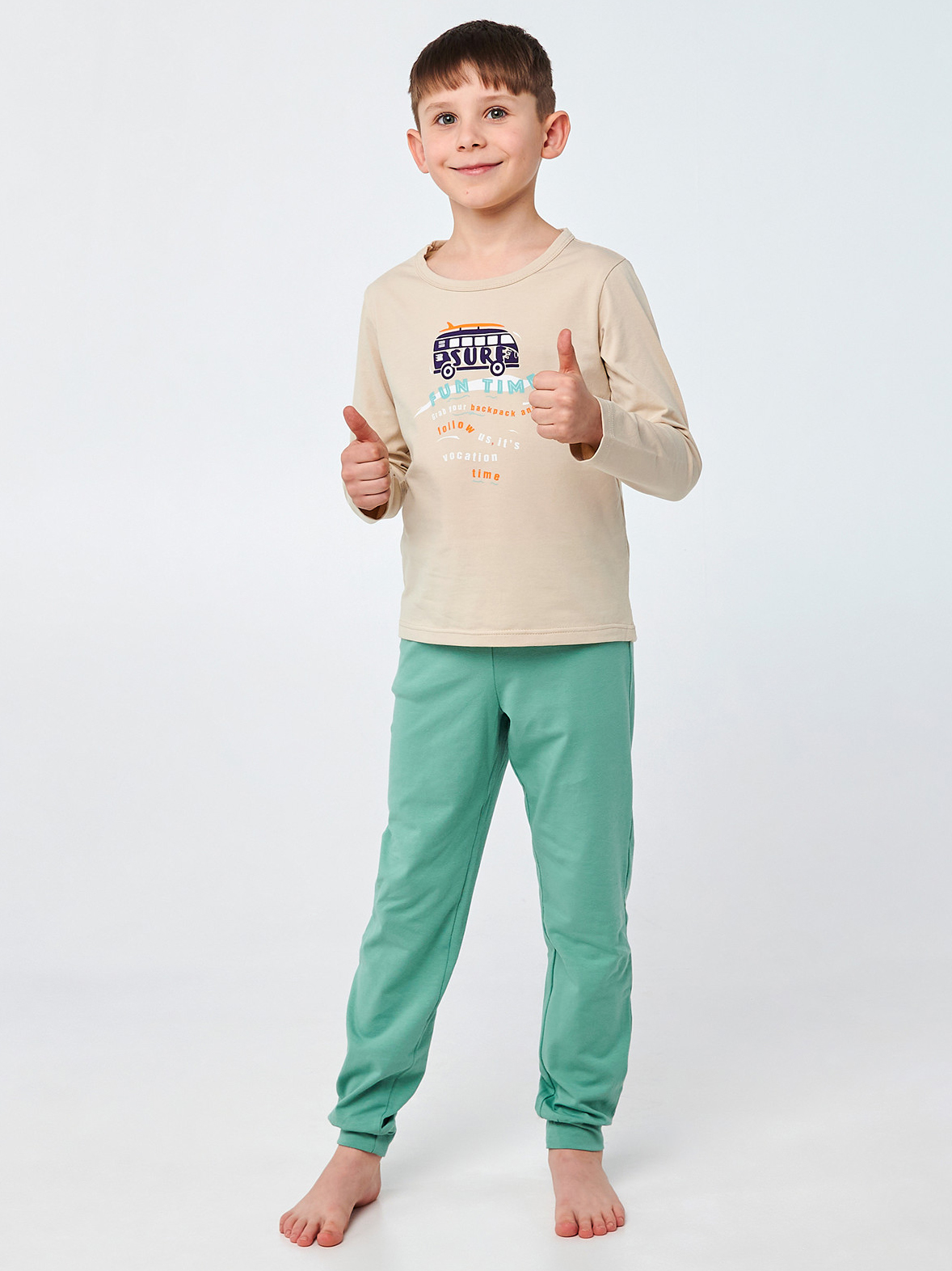 Акція на Дитяча піжама для хлопчика Smil Літній бриз 104753 122 см Бежева від Rozetka