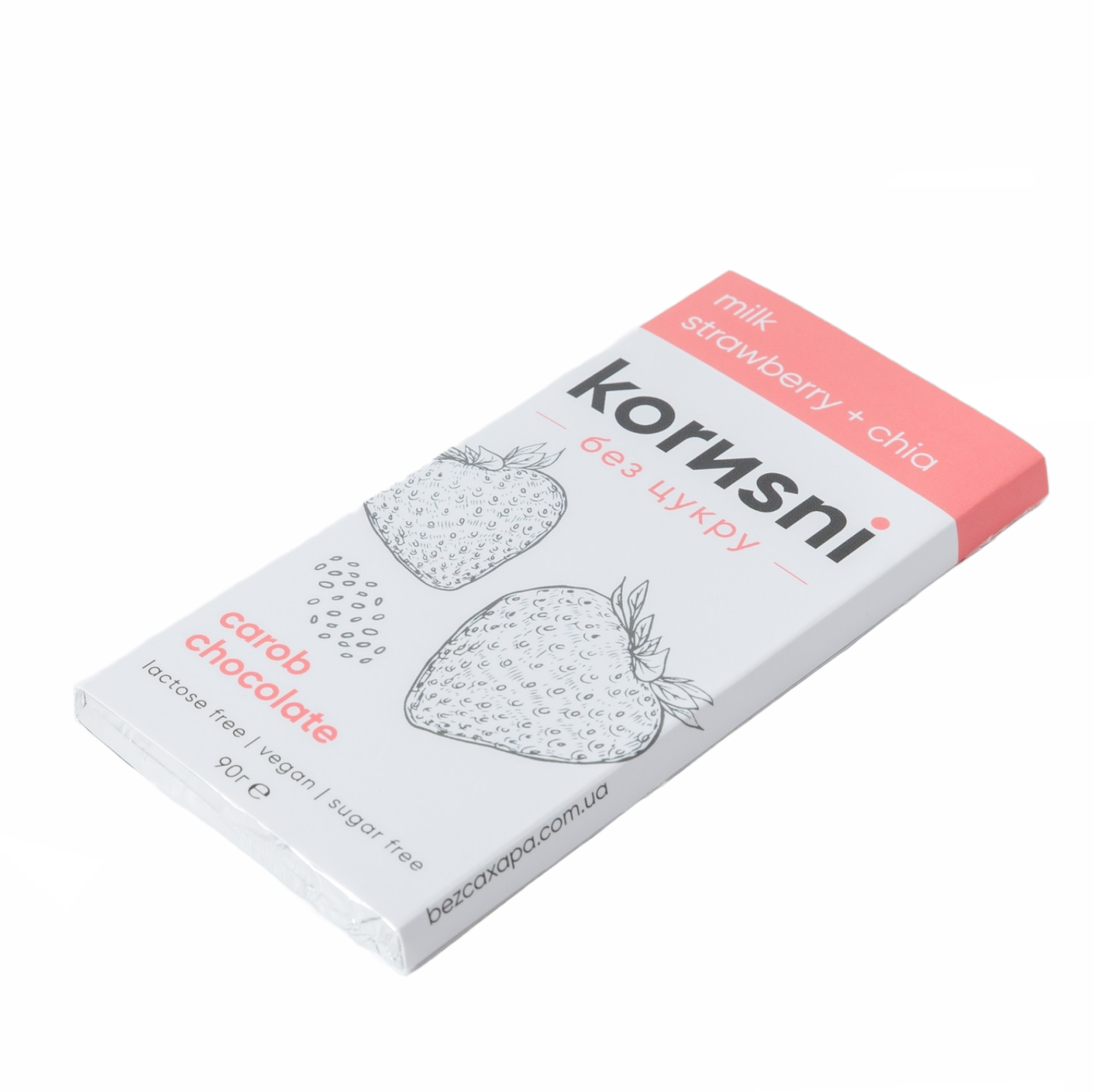 Шоколад korиsni молочный на керобе без сахара (клубника чиа), 90 г ...