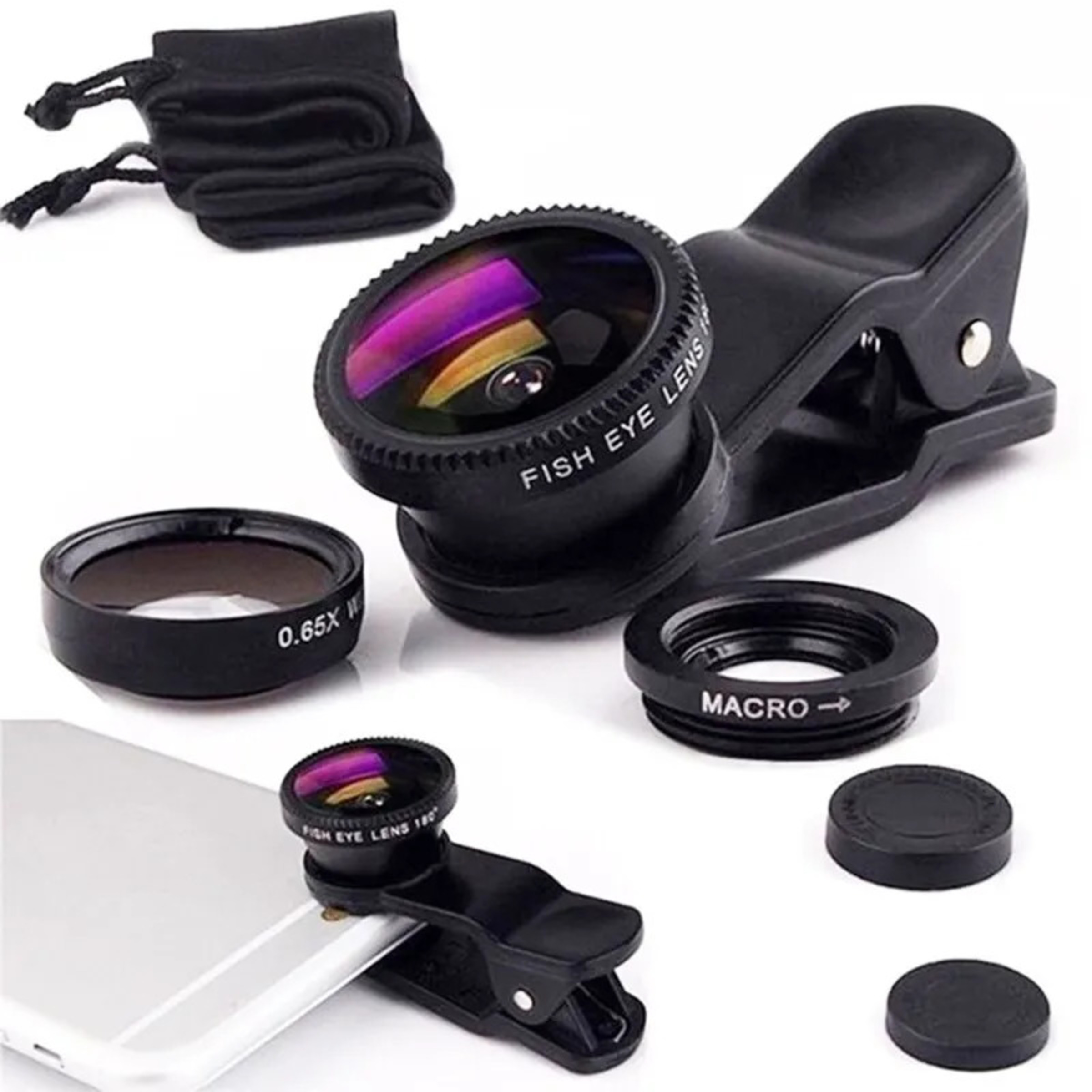 Набор линз для смартфона 3в1 Black Fisheye Wide Macro на прищепке Universal  Clip Lens – фото, отзывы, характеристики в интернет-магазине ROZETKA от  продавца: kostor | Купить в Украине: Киеве, Харькове, Днепре, Одессе,