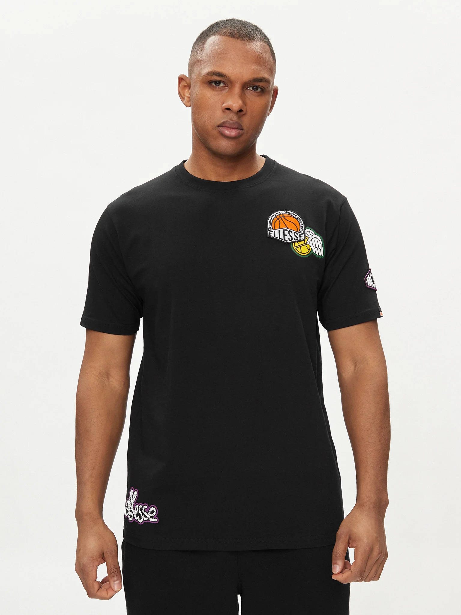 Акція на Футболка бавовняна довга чоловіча Ellesse Boretto T-Shirt SHV20120-011 S Чорна з принтом від Rozetka