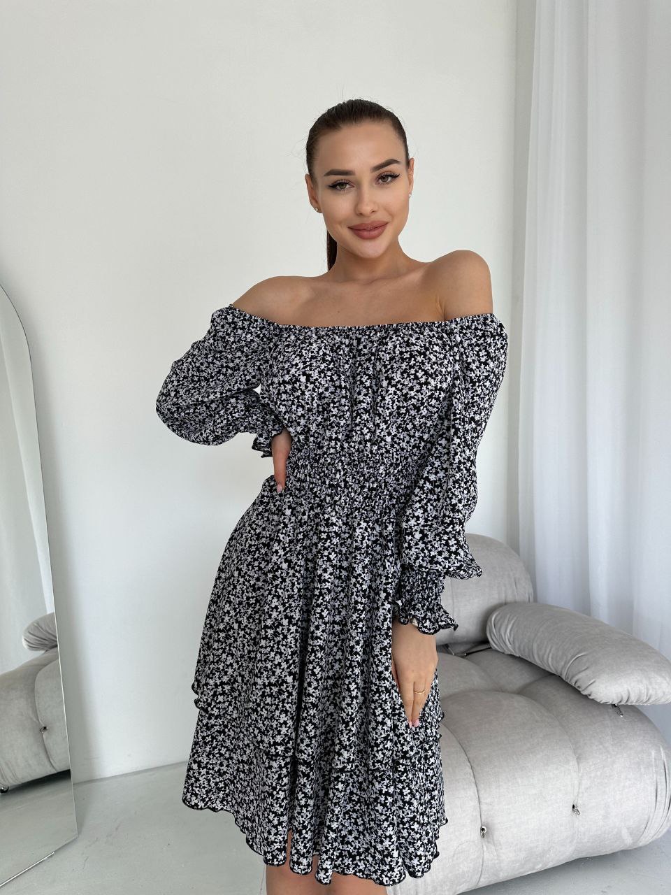 Платье короткое летнее женское ALINA MODA 2050-8 48-52 Черное ...
