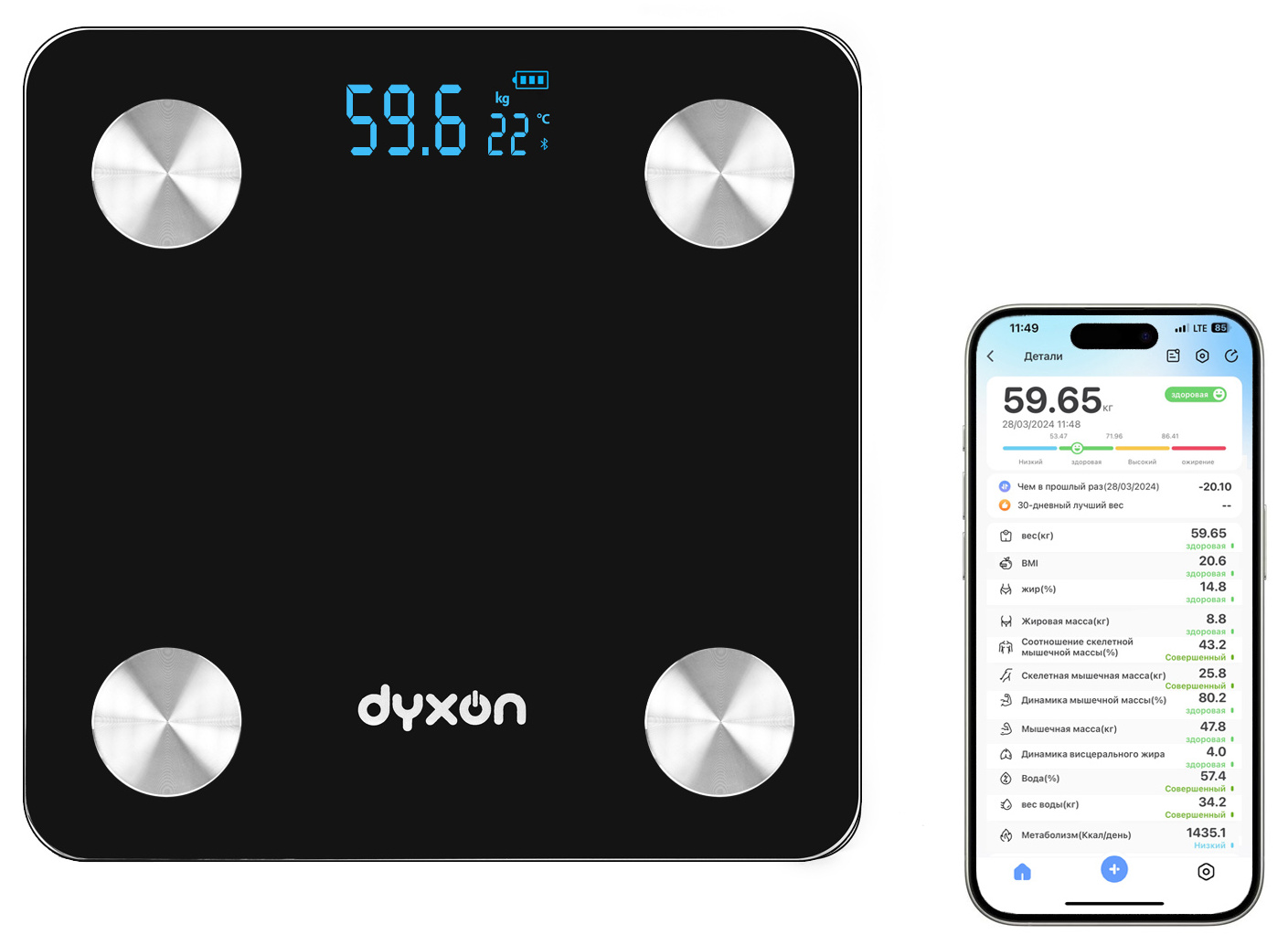 Смарт-весы DYXON MEGASCALES 200 со встроенным аккумулятором Black