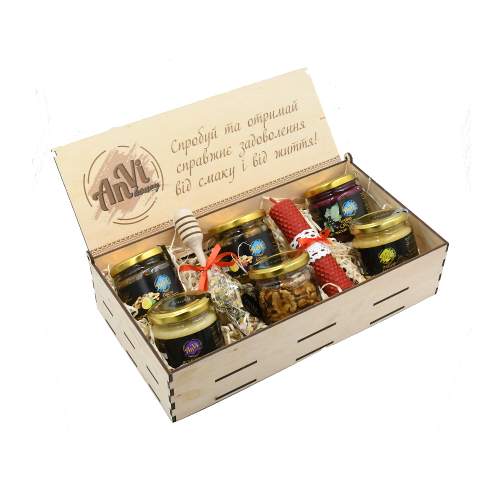 

Подарочный медовый набор Anvi honey "На здоровье!" (6 баночек)