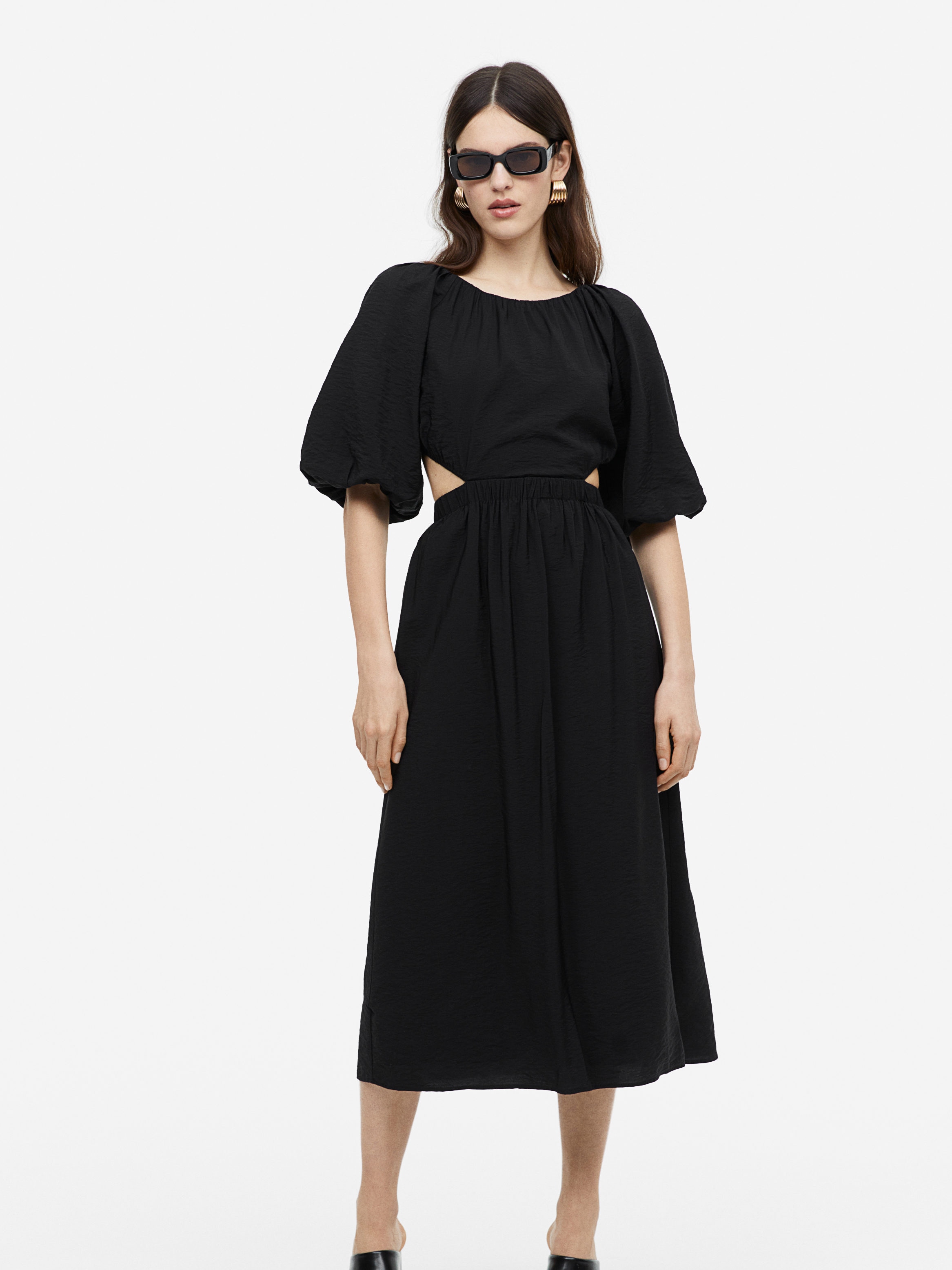 Акція на Сукня міді літня жіноча H&M 061154524_black XS Чорна від Rozetka