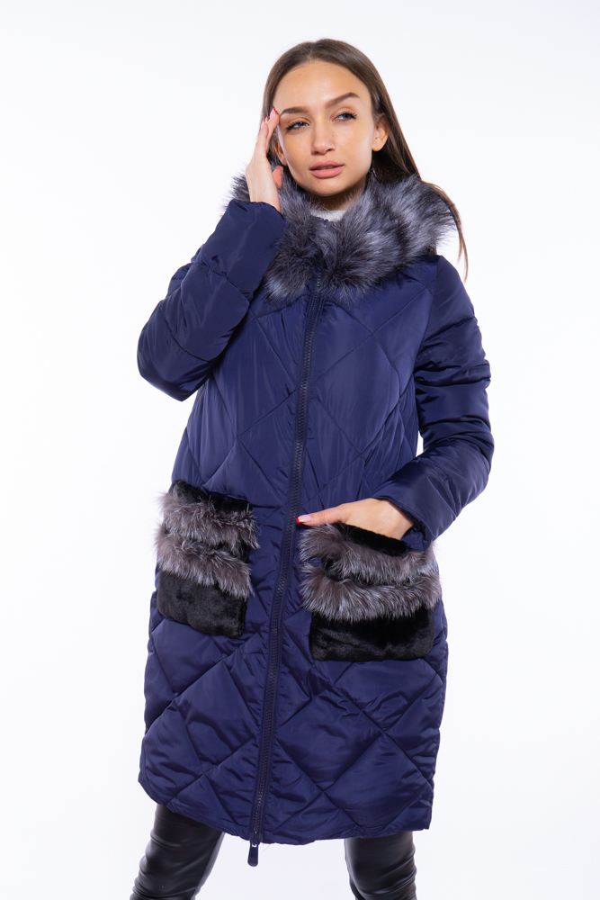 

Женская куртка с мехом на карманах Time of Style 120PSKL2089  Чернильный, Женская куртка с мехом на карманах Time of Style 120PSKL2089 40 Чернильный
