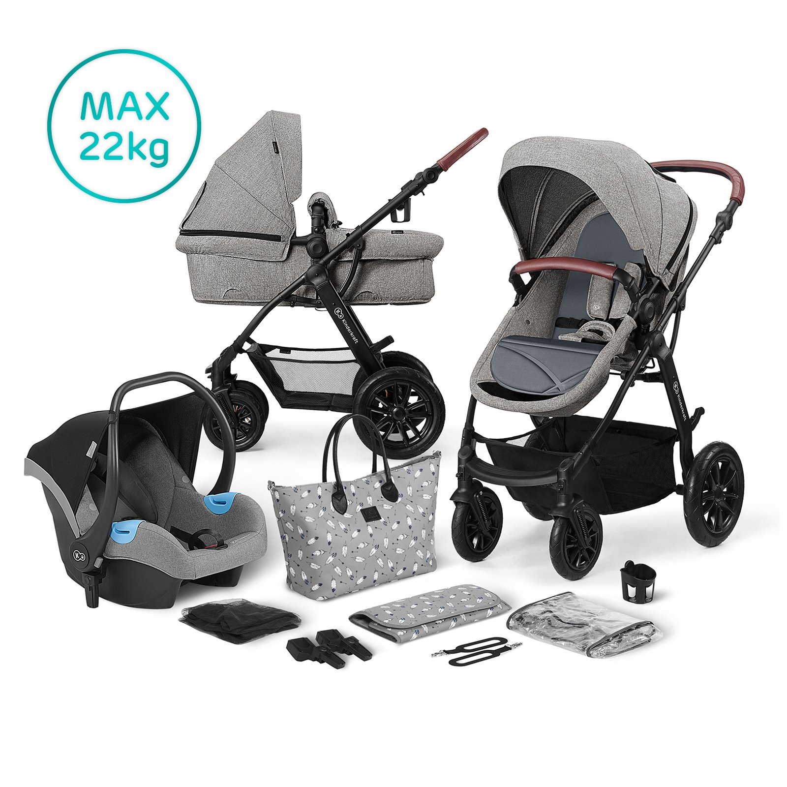 

Коляска 3 в 1 Kinderkraft XMoov Grey
