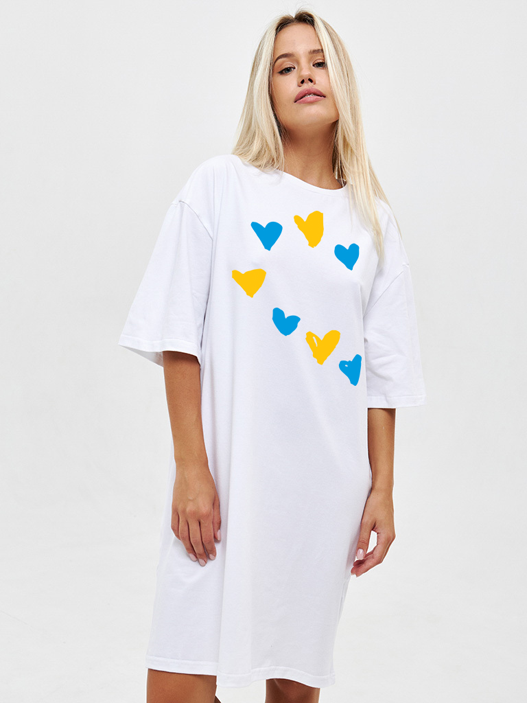Акція на Сукня-футболка коротка літня жіноча Love&Live Heartfelt Patriotism LLP04648 XL-XXL Біла від Rozetka