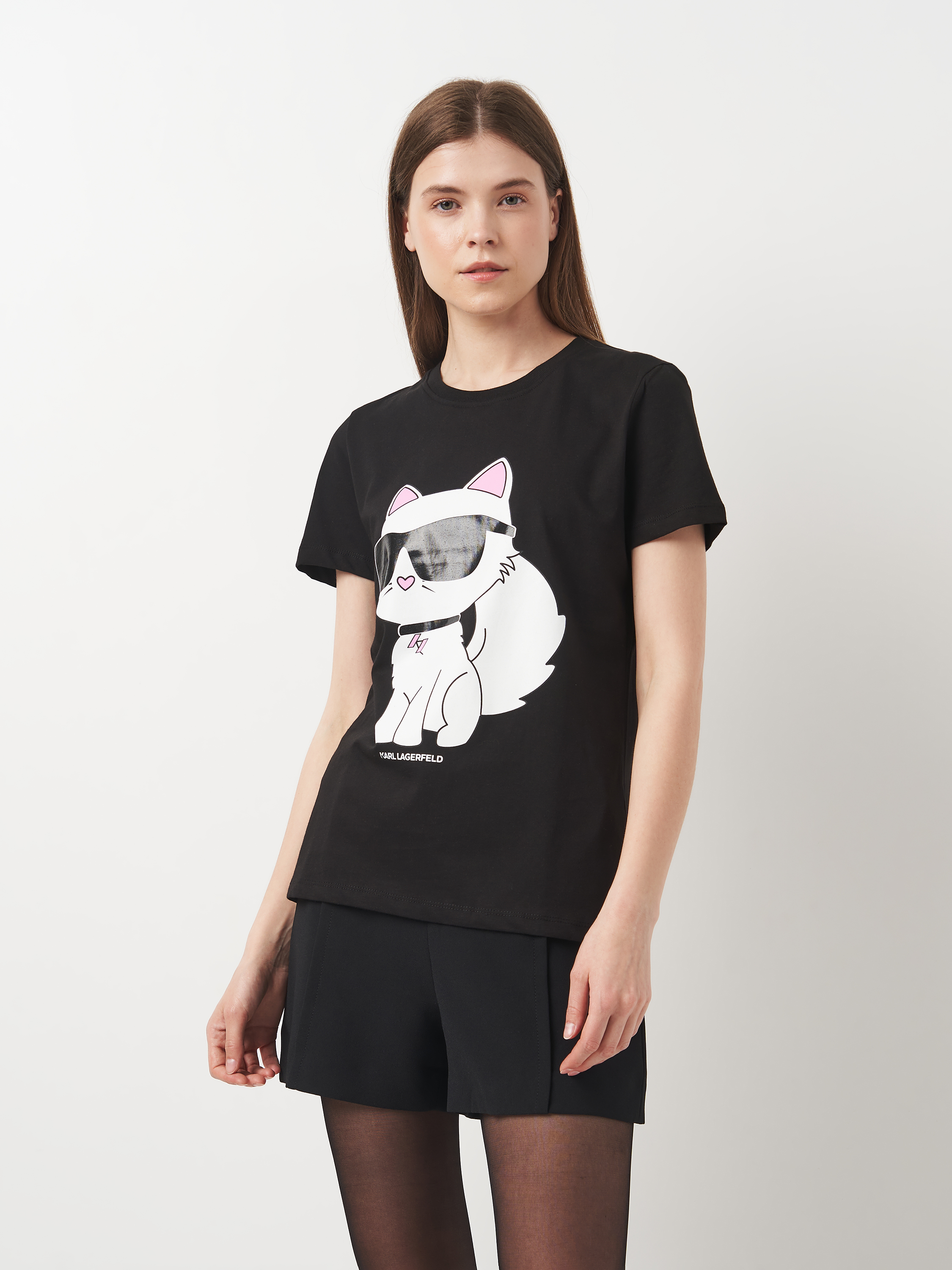 Акція на Футболка жіноча Karl Lagerfeld 11324.1 XL (48) Чорна від Rozetka