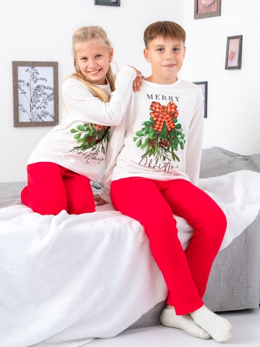Акция на Піжама дитяча (футболка з довгими рукавами + штани) Носи своє 6076-F 134 см Christmas (p-12556-140884) от Rozetka