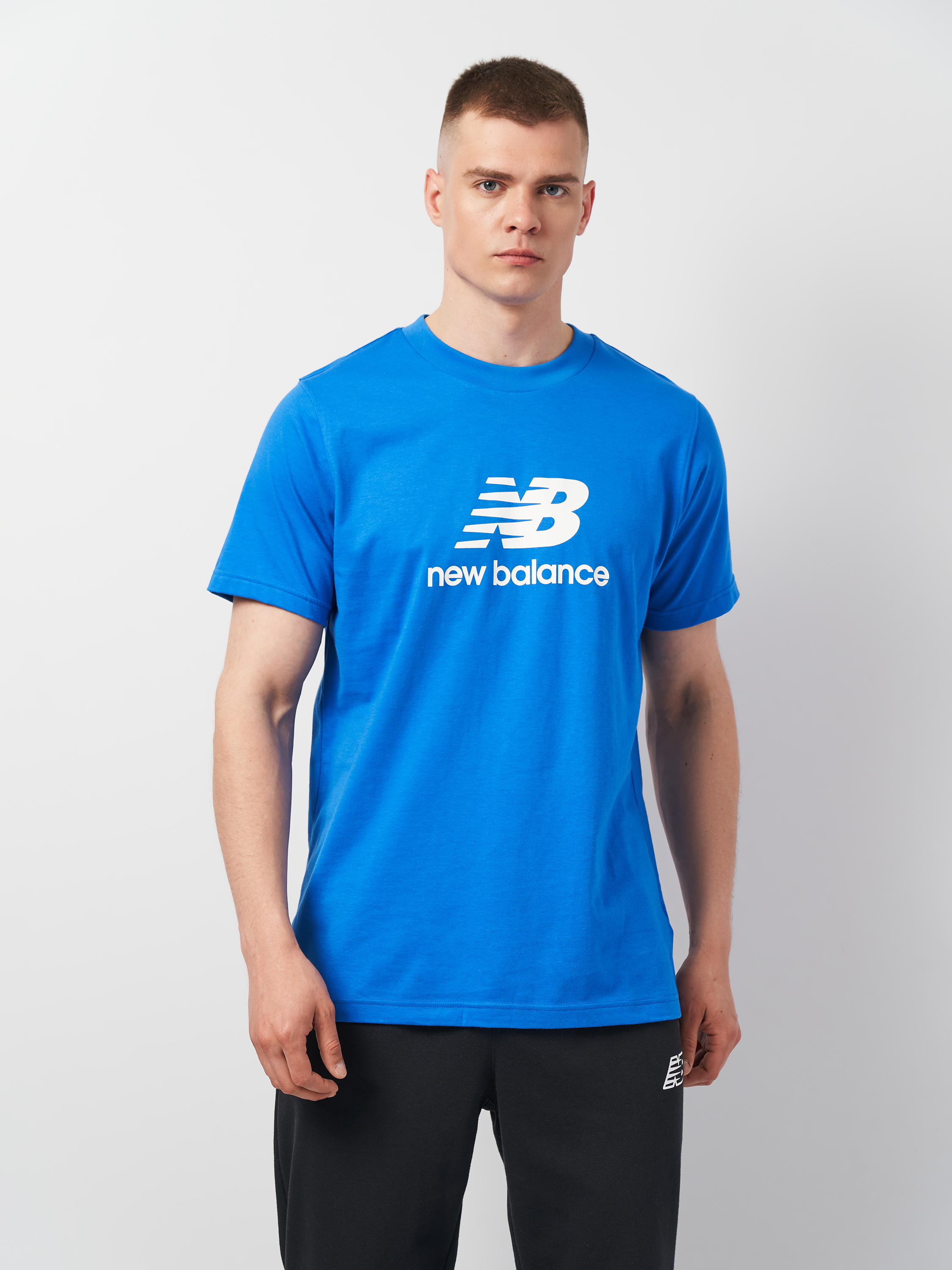 Акція на Футболка довга чоловіча New Balance Stacked Logo MT41502BUL XL Блакитна від Rozetka
