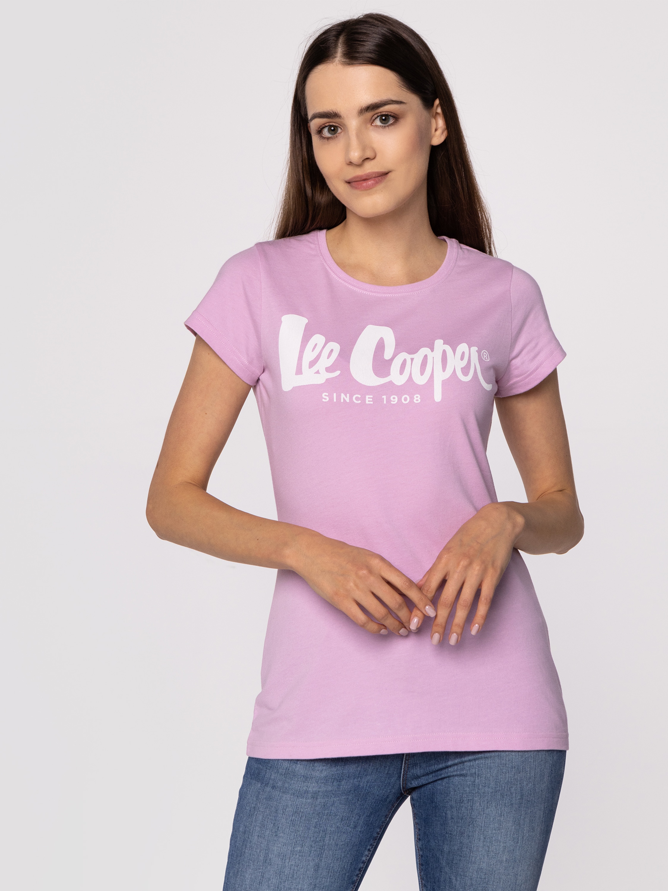 Акція на Футболка бавовняна жіноча Lee Cooper LOGAN3-3030 M Рожева від Rozetka