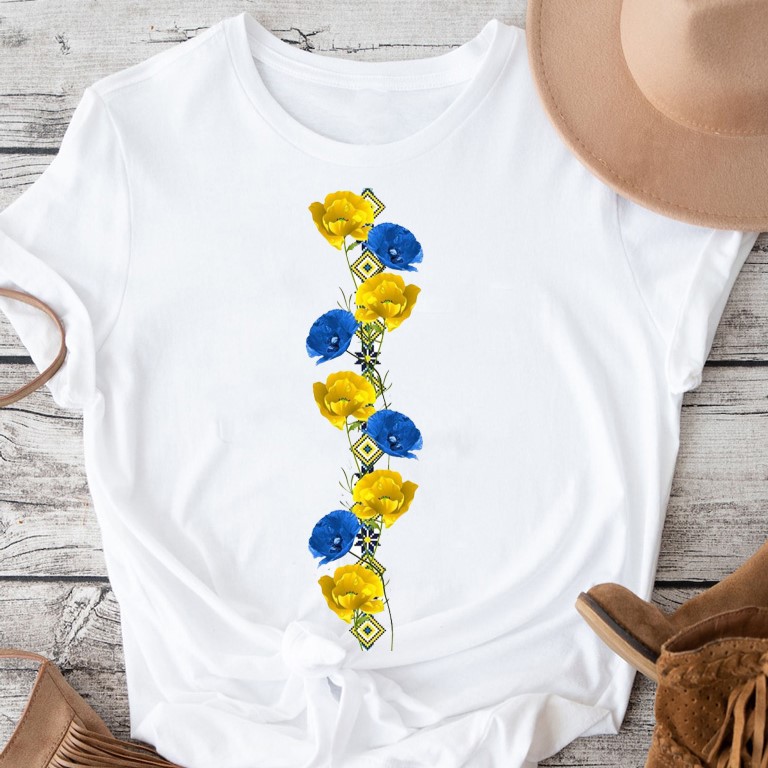 Акція на Футболка бавовняна великого розміру жіноча Katarina Ivanenko Poppies on embroidered shirt KIP00370 XXL Біла від Rozetka