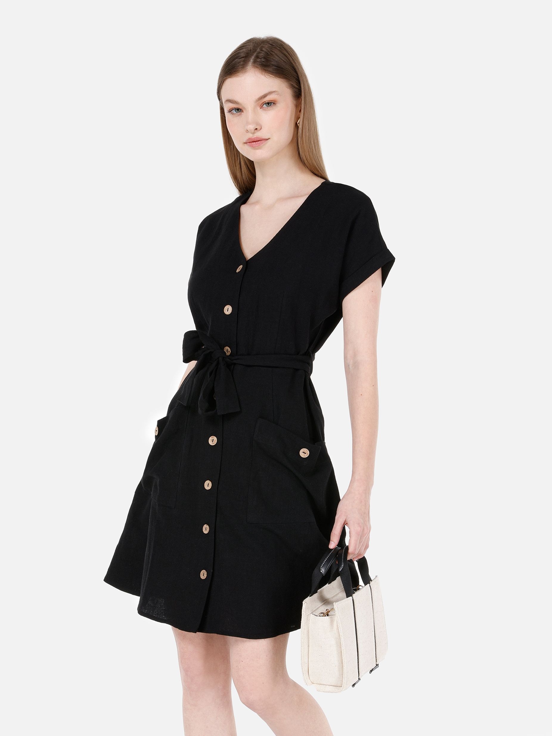 Акція на Сукня коротка літня жіноча Colin's CL1068537-BLK XS Чорна від Rozetka