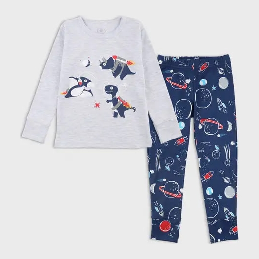 Акція на Дитяча піжама для хлопчика Flamingo 256-086 104 см Меланж/Темно-синя від Rozetka