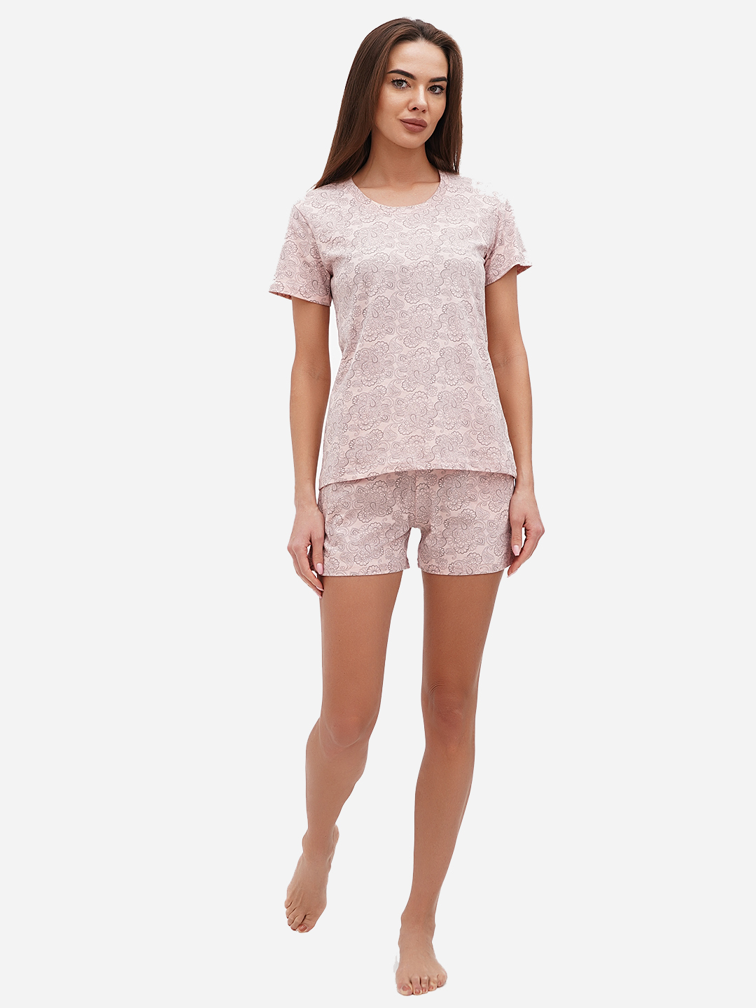 Акція на Піжама (футболка + шорти) жіноча великих розмірів бавовняна LUCCI 120131019а 58 Рожева від Rozetka