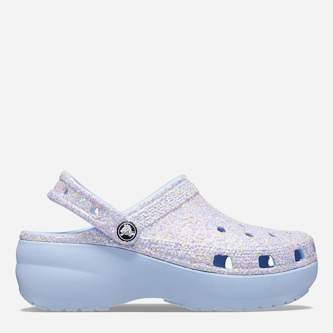 Акція на Жіночі крокси Crocs Classic Platform Glitter Clog W 207241-4NT-W9 39-40 25 см Блакитні З кольоровими блискітками від Rozetka