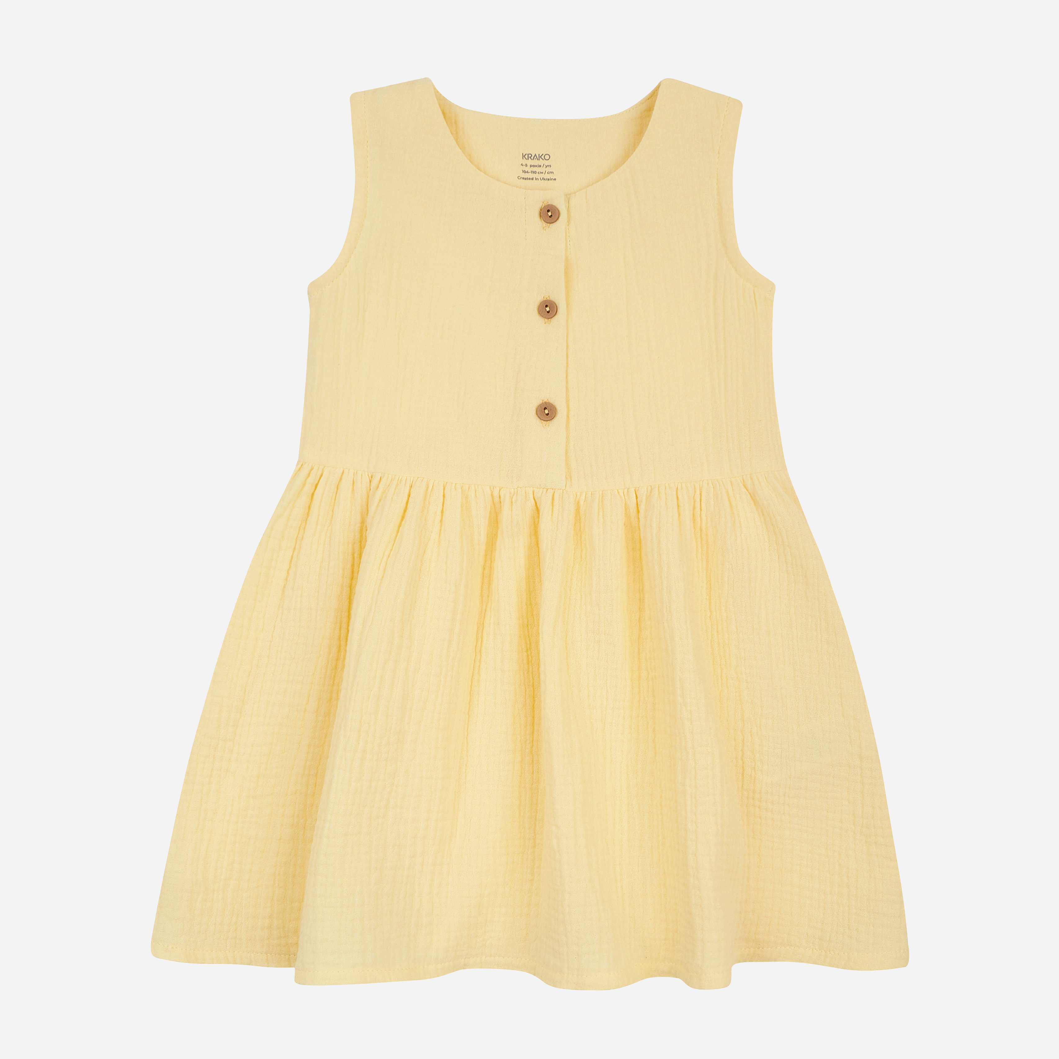 Акція на Дитяче літнє муслінове плаття для дівчинки KRAKO 6000D22 92-98 см Жовте від Rozetka