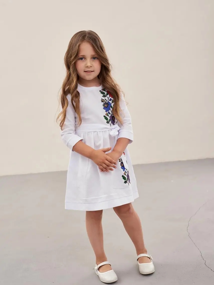 Акція на Дитяча сукня-вишиванка для дівчинки MEREZHKA Мальва ksd067 104-110 см Біла від Rozetka