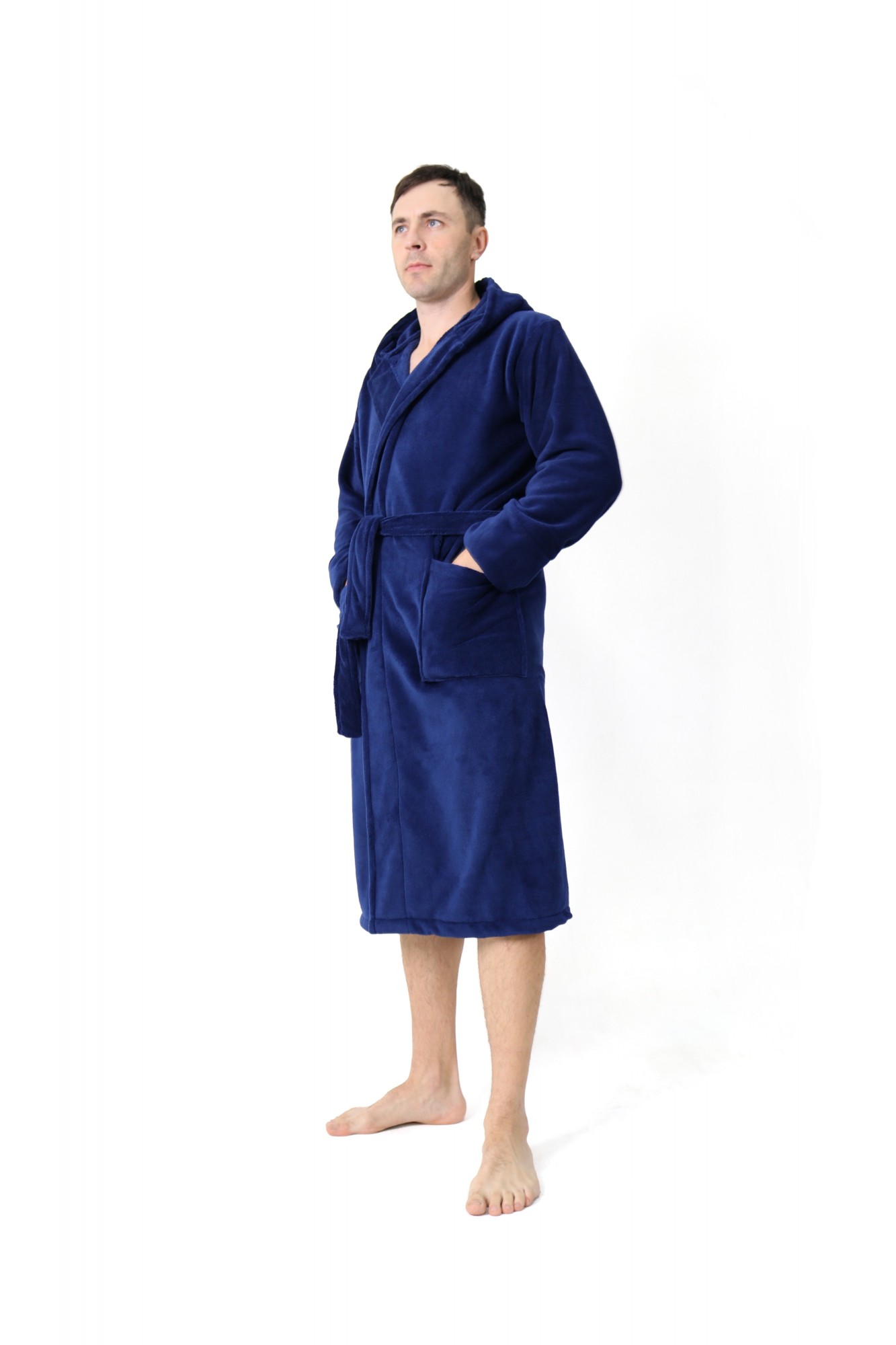 

Мужской халат махровый полированный Amelino Синий 2XL