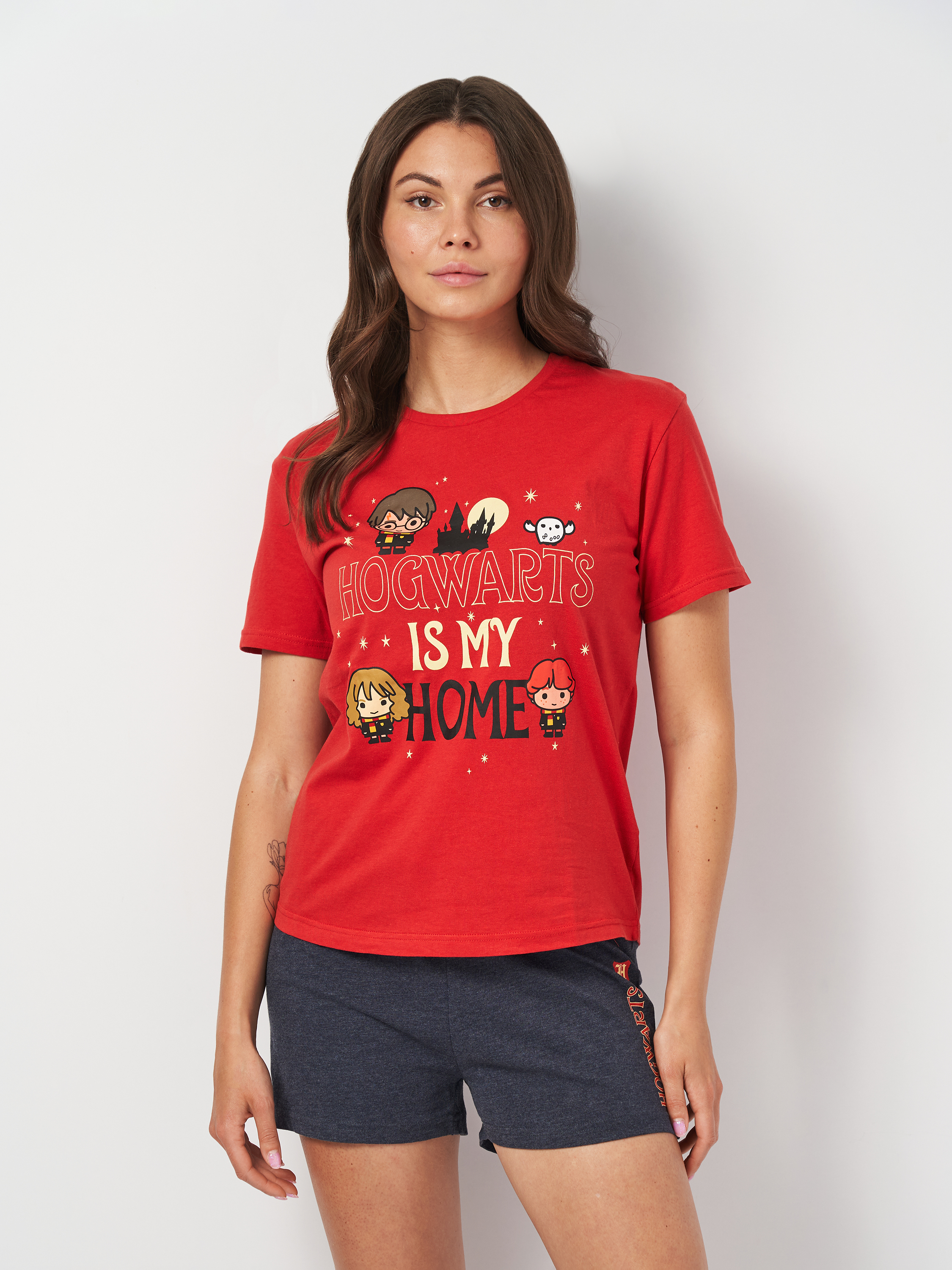 Акція на Піжама (футболка + шорти) жіноча бавовняна Disney Harry Potter 2200009101 XS Темно-червона від Rozetka