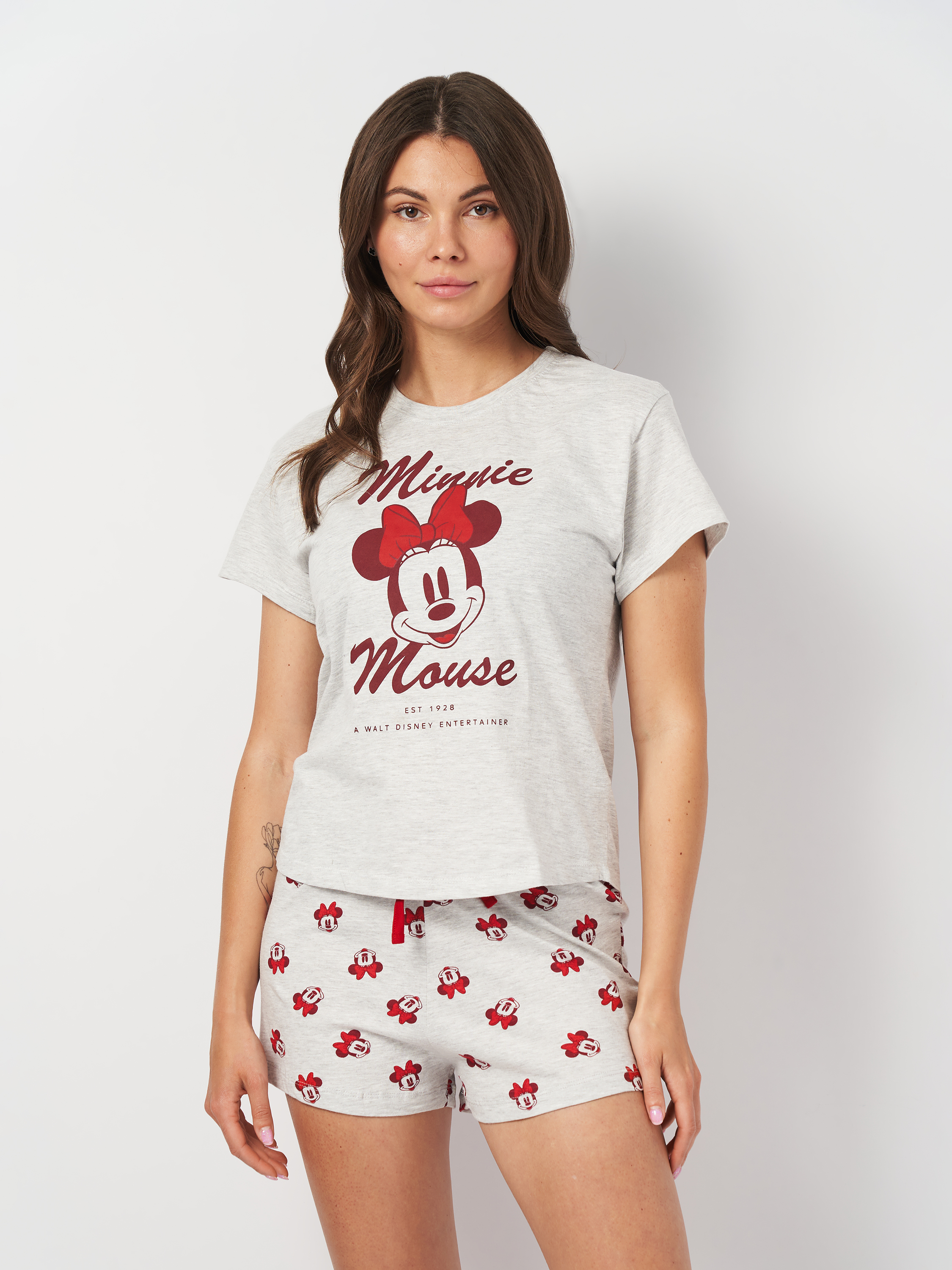 Акція на Піжама (футболка + шорти) жіноча бавовняна Disney Minnie 2200009278 L Сіра від Rozetka