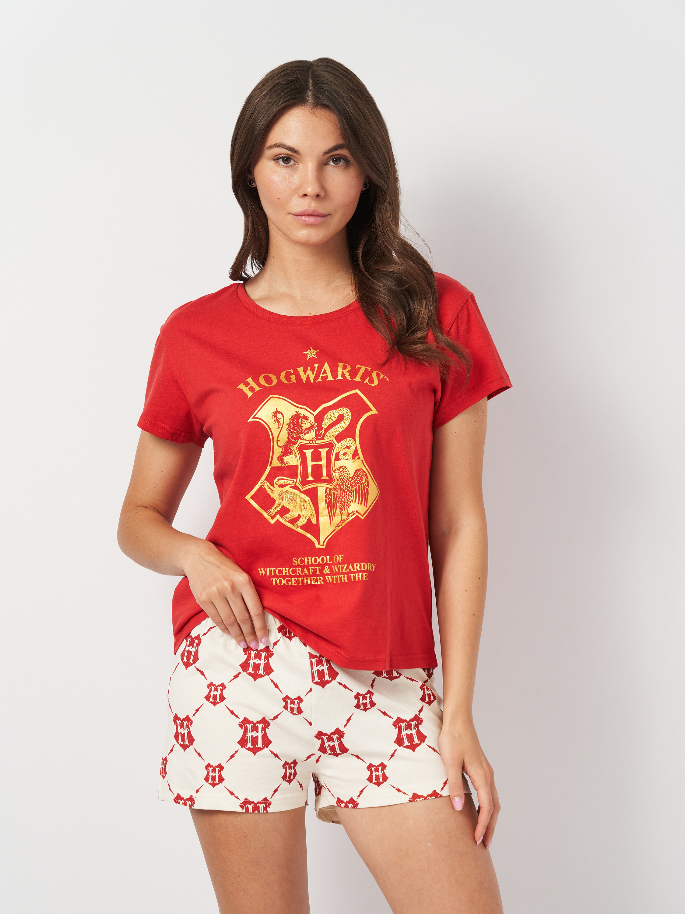 Акція на Піжама (футболка + шорти) жіноча бавовняна Disney Harry Potter 2200009279 XS Темно-червона від Rozetka