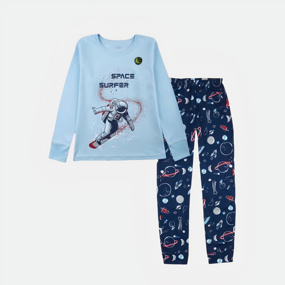 Акція на Дитяча піжама для хлопчика Flamingo 249-086 128 см Блакитна від Rozetka