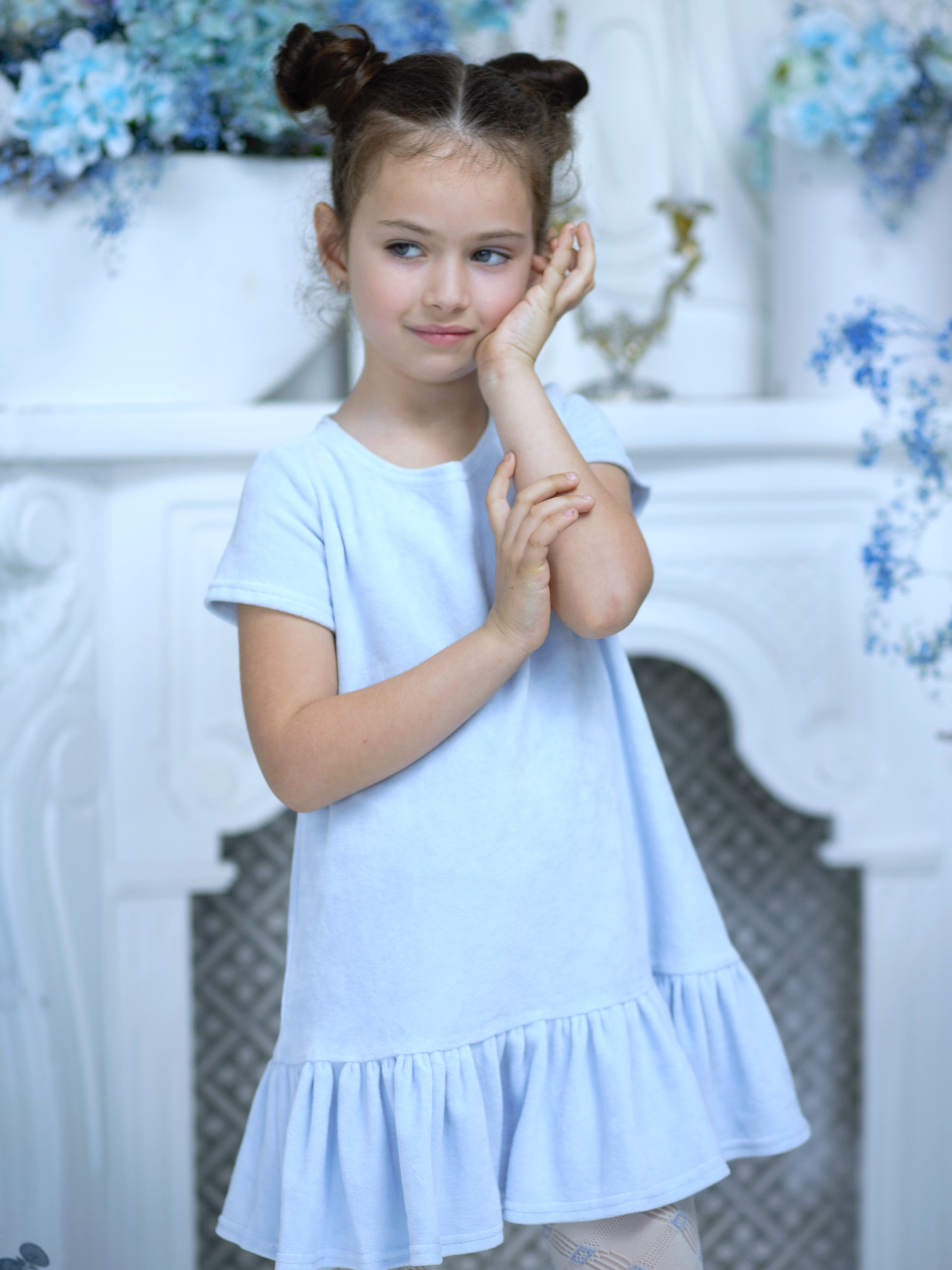 Акція на Дитяча літня сукня для дівчинки Ластівка 24_2044 110 см Блідо-блакитна від Rozetka