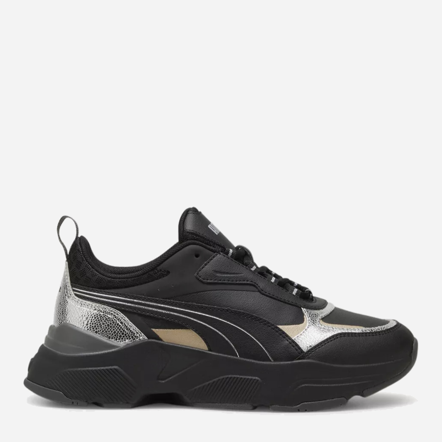 Акція на Жіночі кросівки Puma Cassia Metallic Shine 39526702 38 (5UK) 24 см Puma Black-Puma Silver-Puma Gold від Rozetka