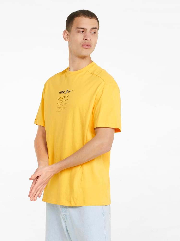 Акція на Футболка бавовняна довга чоловіча Puma RAD/CAL Graphic Tee 67157583 M Maize від Rozetka