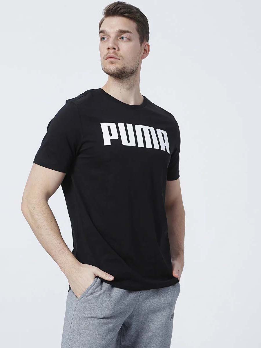 Акція на Футболка бавовняна довга чоловіча Puma ESS PUMA Tee M 84722301 M Black від Rozetka