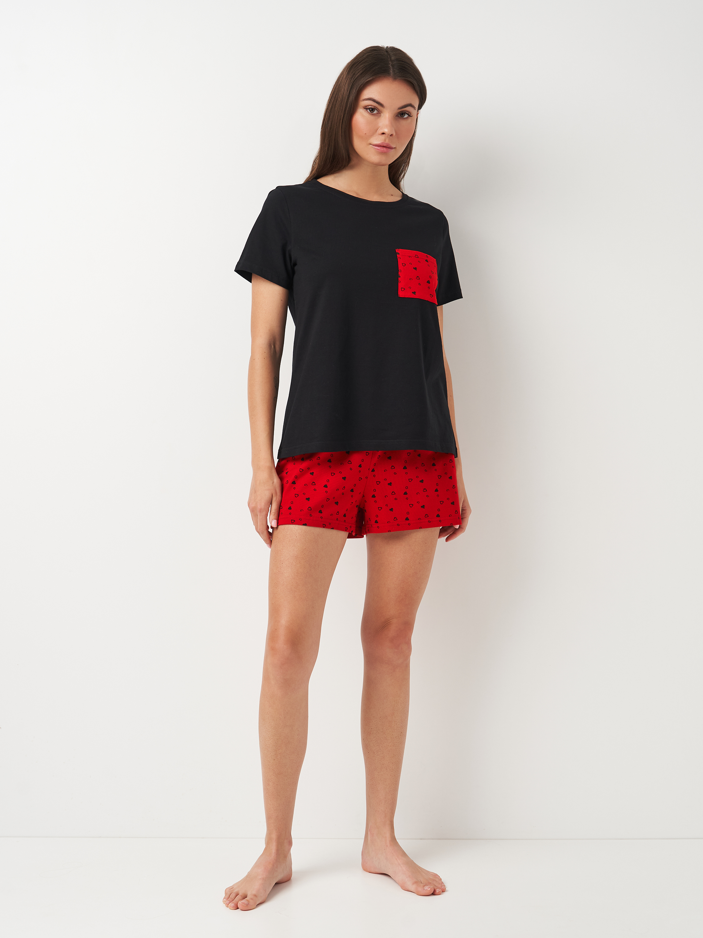 Акція на Піжама (футболка + шорти) жіноча великих розмірів бавовняна ROZA 240224 XL Чорна від Rozetka