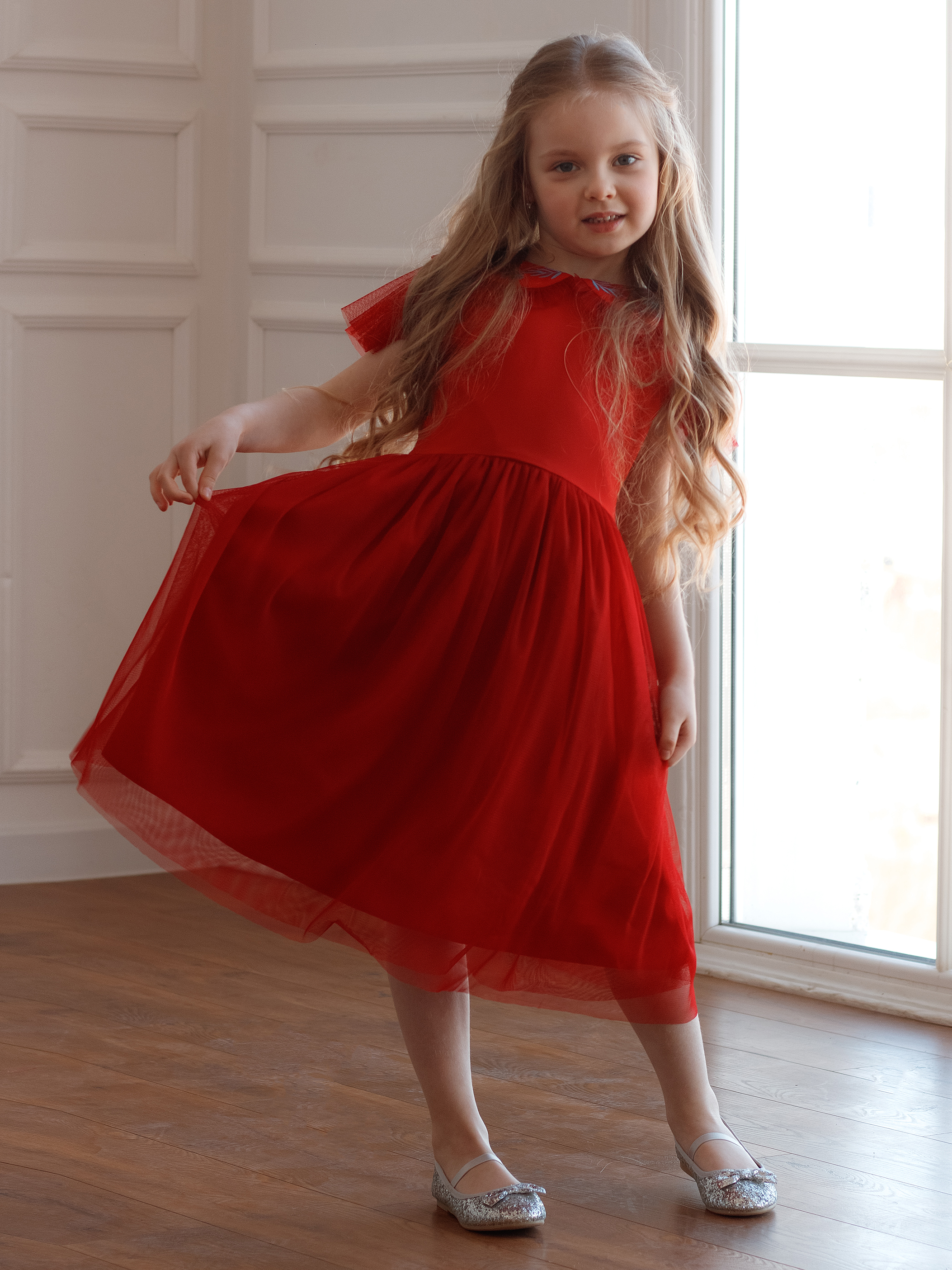 Акція на Дитяче святкове плаття для дівчинки Flavien 7076/02 98 см Червоне від Rozetka
