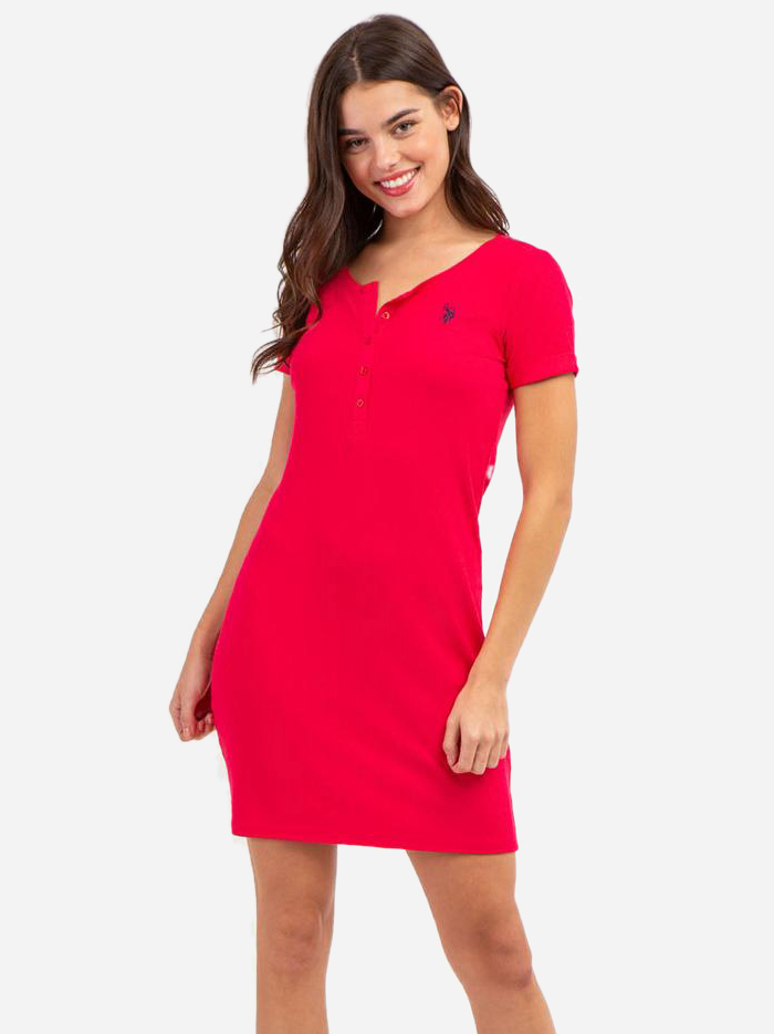Акція на Плаття-футболка міні літнє жіноче U.S. Polo Assn 215905-7F00A S Червоне від Rozetka