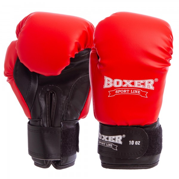 

Перчатки для бокса Перчатки боксерские Кожвинил на липучке BOXER 2022 Элит, р-р 14 красный (DS0002569)