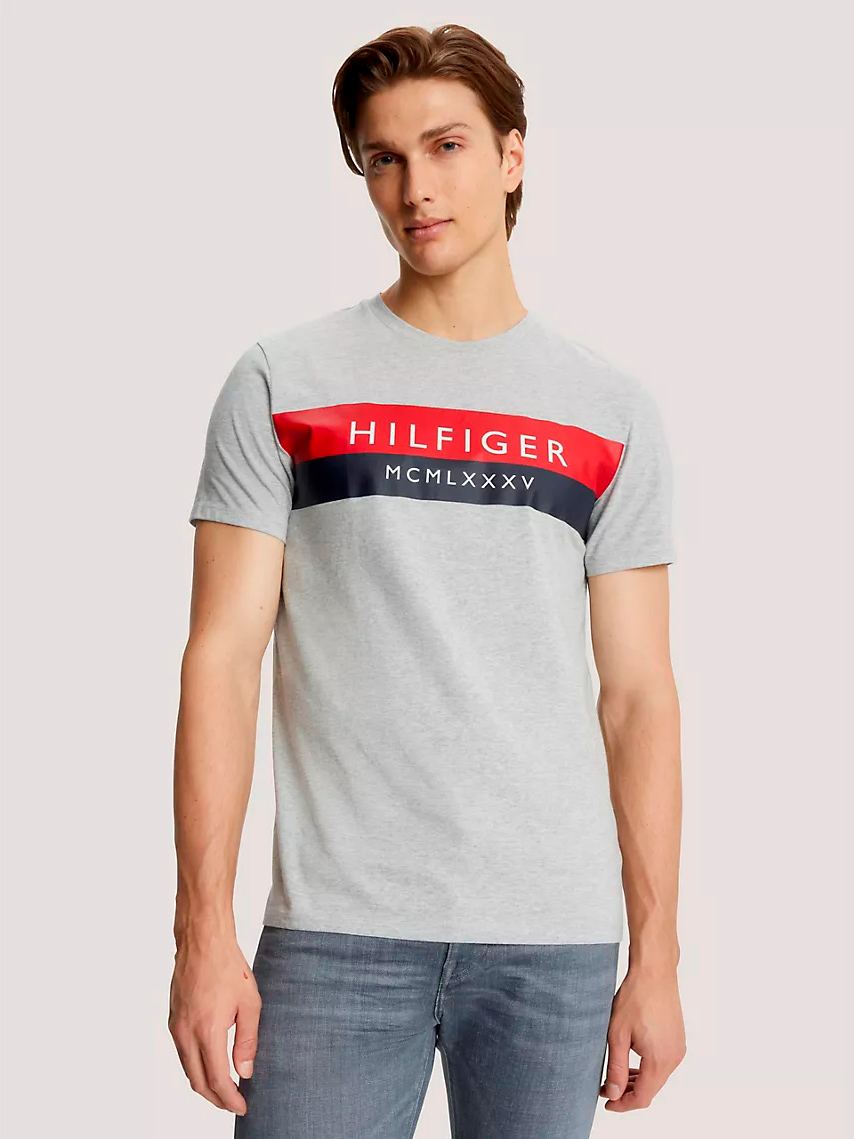 Акція на Футболка бавовняна чоловіча Tommy Hilfiger 861593883 S Сіра від Rozetka