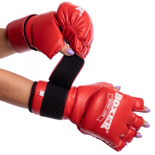 

Перчатки для бокса Перчатки гибридные (Иригуми) BOXER 2019-01 р-р L,красный (DS0002650)