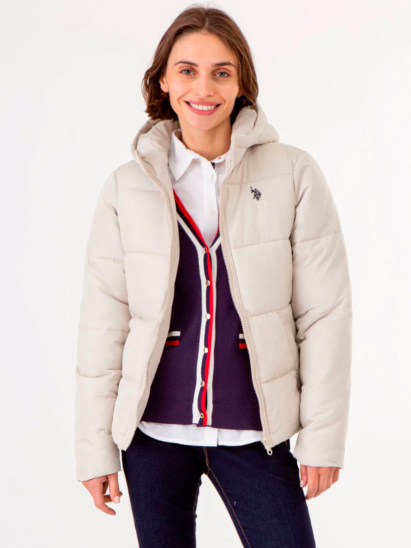 Акція на Куртка демісезонна з капюшоном жіноча U.S. Polo Assn 842554109 L Сіра від Rozetka