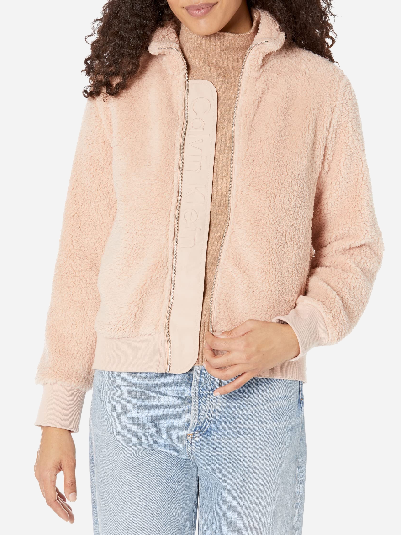Акція на Куртка демісезонна без капюшона жіноча Calvin Klein 175178108 XL Рожева від Rozetka