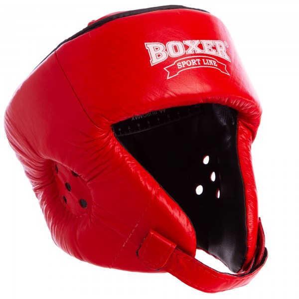 

Защита для бокса/единоборств Шлем боксерский открытый кожаный BOXER 2029 р-р L красный (DS0002617)